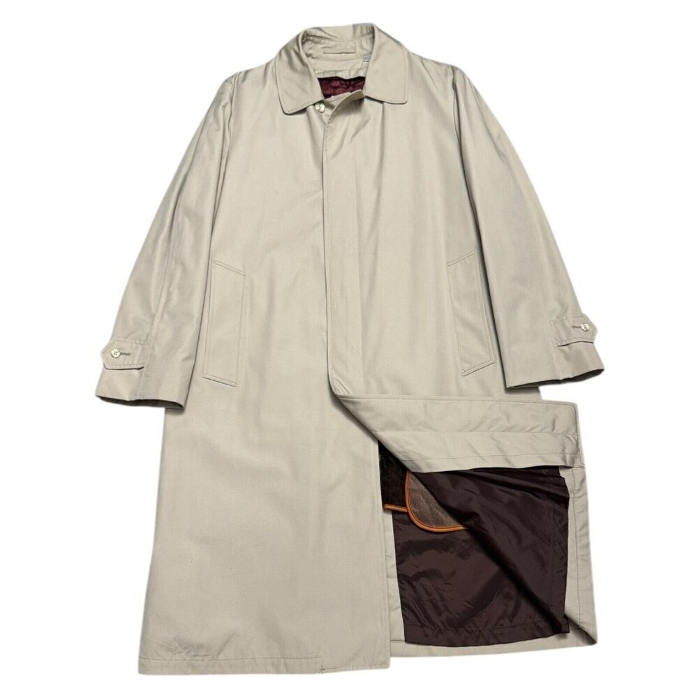 LONDON FOG TOWNE Vintage Designer Business Casual Long Trench Coat Mens 38